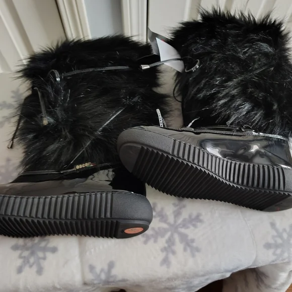 Oscar Sport Ski Ape Faux Fur Patent Leather Black Boots 9.5 - Picture 12 of 12